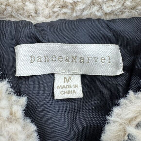 Dances & Marvel Sherpa Teddy Bear Hood Jacket Beige Tan Fuzzy Zip Women’s Medium - Picture 3 of 10